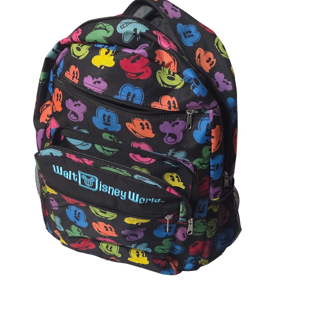 Disney Backpack Black Mickey Mouse All Over Print Walt Disney World Bag